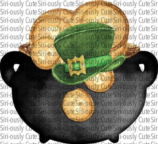 Pot O Gold With Leprechaun Hat Sublimation Transfer