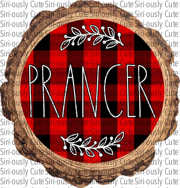 Prancer - Red Buffalo Plaid With Flourish Wood Slice