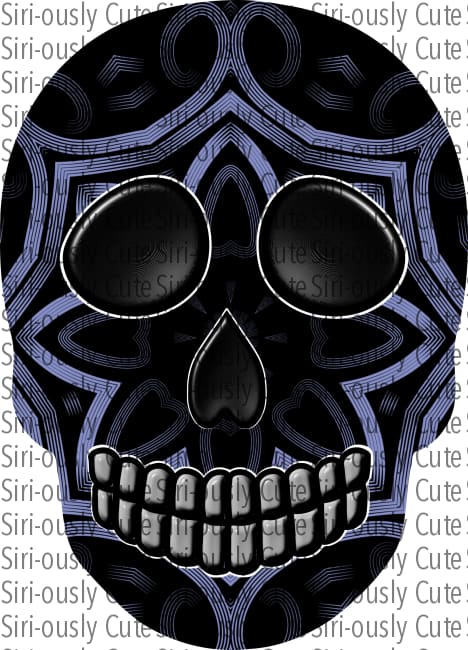 Purple And Black Pattern Skull Sublimation Transfer