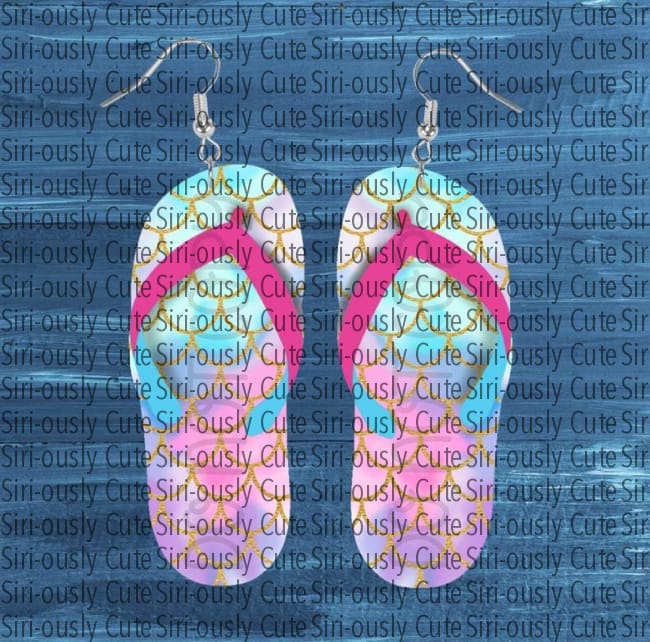 Rainbow Mermaid Scale Flip Flop Earrings