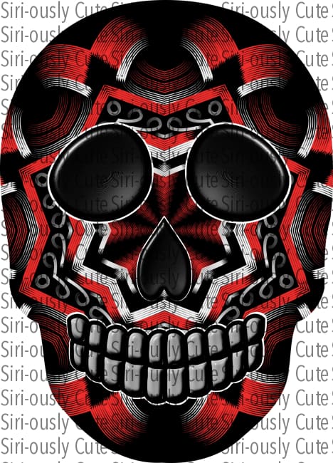 Red And Black Pattern Skull Sublimation Transfer