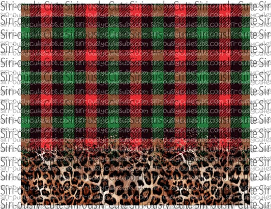 Red And Green Buffalo Plaid With Leopard Bottom - 20 Oz Straight