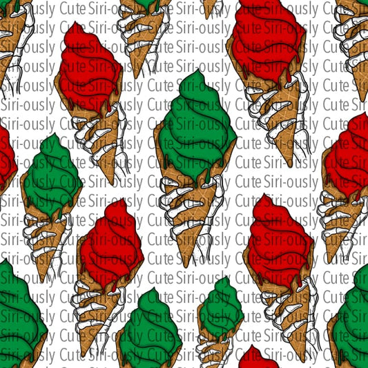 Red And Green Ice Cream Cones - Large Straight Tumbler Sublimation Transfer