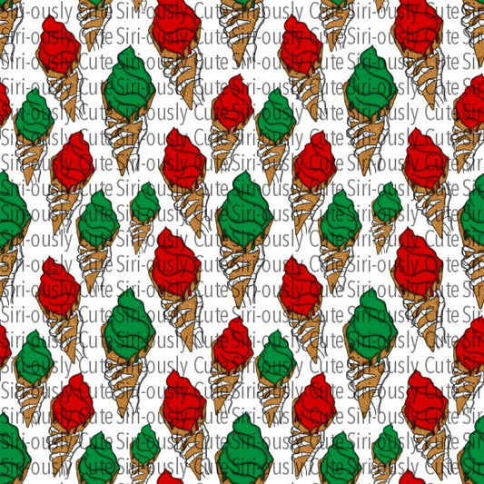 Red And Green Ice Cream Cones - Small Straight Tumbler Sublimation Transfer