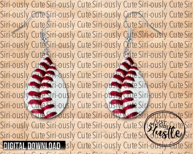 Red Baseball Seam Teardrop Earrings