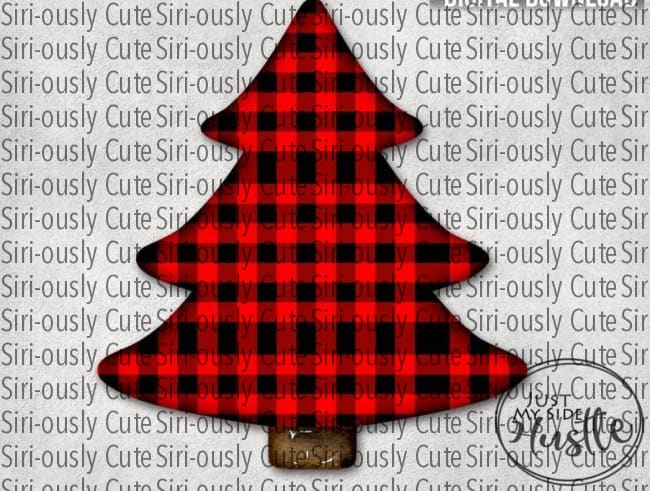 Red Buffalo Plaid With Wood Base - Christmas Tree