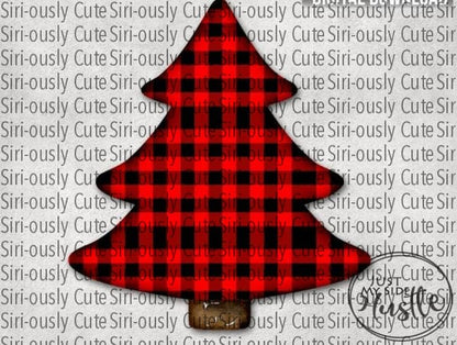 Red Buffalo Plaid With Wood Base - Christmas Tree