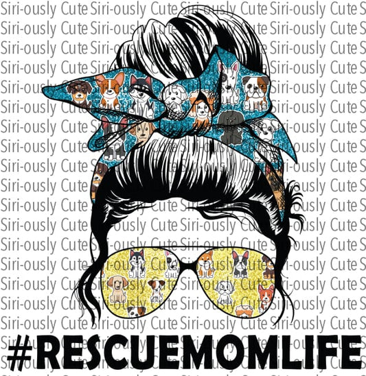 Rescue Mom Life - Yellow And Blue Messy Bun