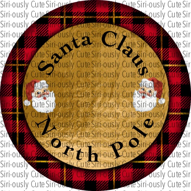 Santa Claus North Pole Plaid Button