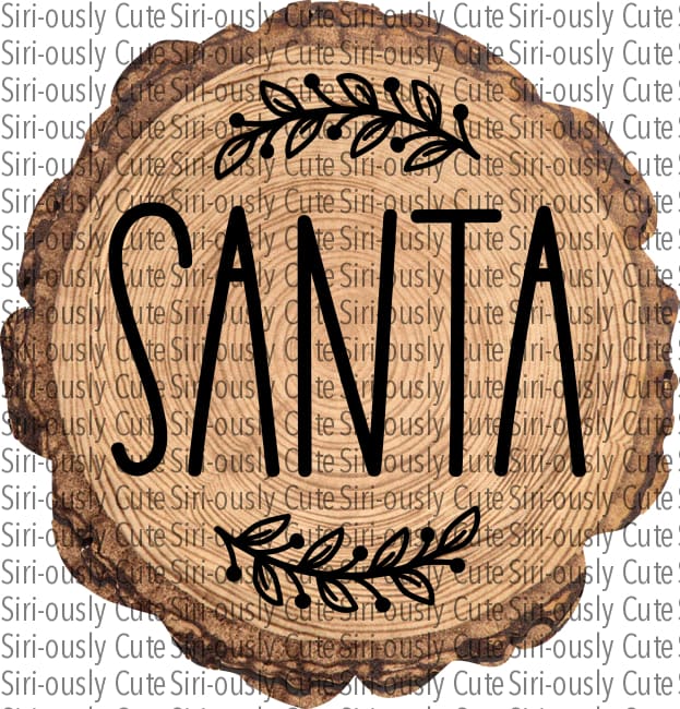 Santa - Wood With Flourish Slice