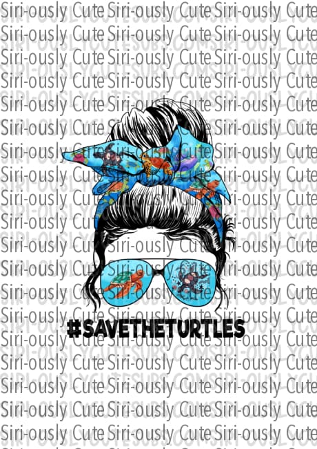 Save The Turtles - Blue Messy Bun