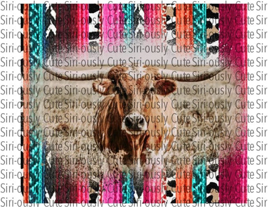 Serape Stripes With Cow In Field Straight Tumbler