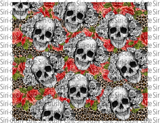 Skulls With Leopard And Roses Straight Tumbler