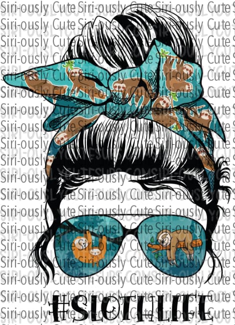 Sloth Life - Blue Messy Bun