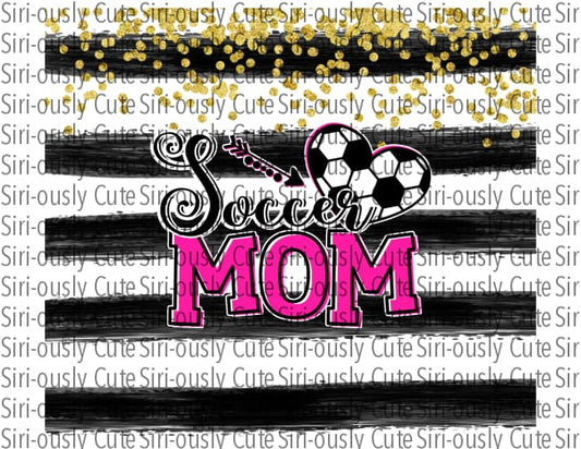 Soccer Mom - Black Stripes With Gold Glitter Straight Tumbler