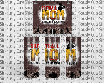 Softball Mom - Dark Bleached Straight Tumbler