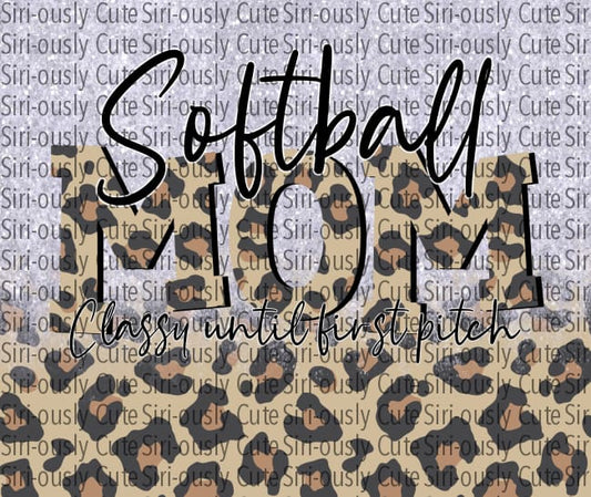 Softball Mom Leopard Ombre Straight Tumbler