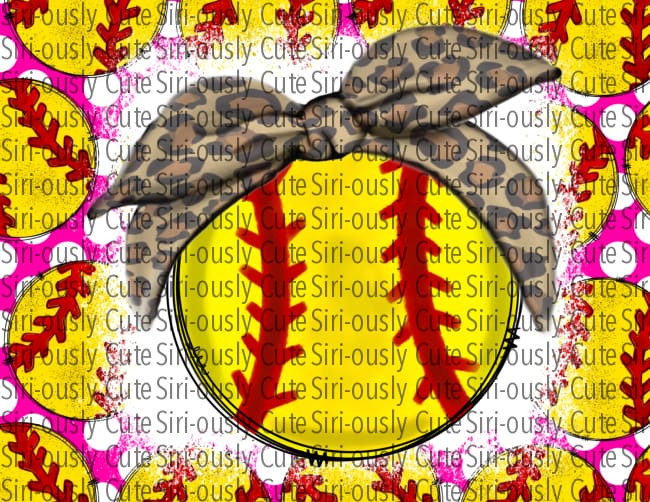 Softball With Leopard Headband - Straight Tumbler