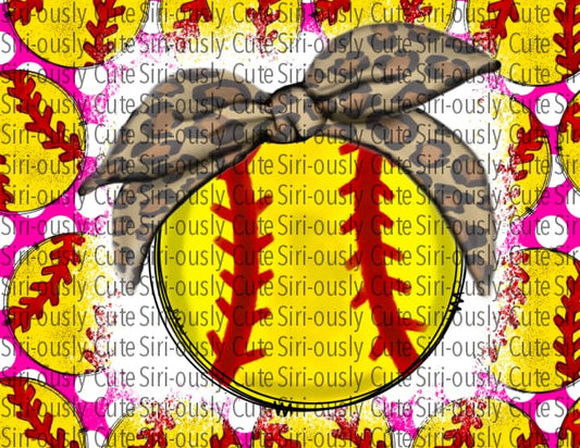 Softball With Leopard Headband - Straight Tumbler