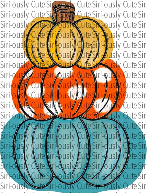 Stacked Pumpkins - Gold Polka Dot Orange And Blue