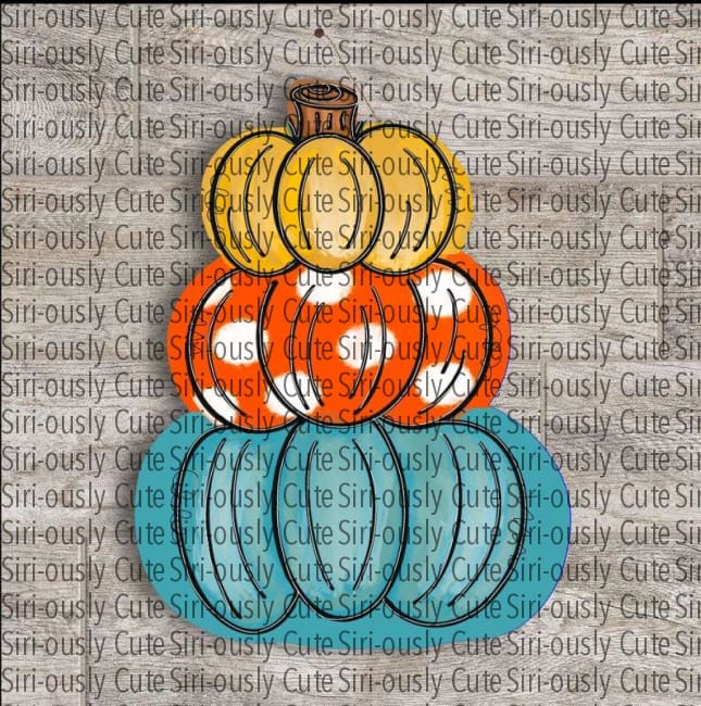 Stacked Pumpkins - Gold Polka Dot Orange And Blue