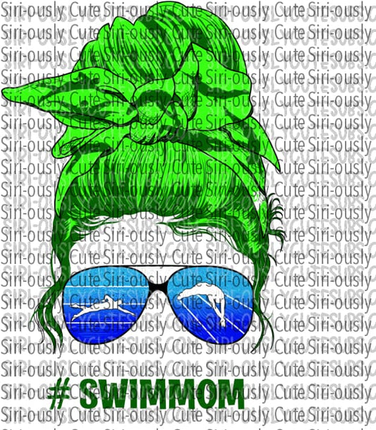 Swim Mom - Messy Bun Green