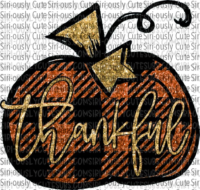 Thankful - Black And Orange Plaid Pumpkin