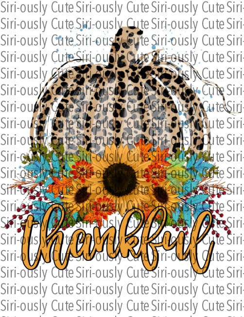 Thankful - Leopard Pumpkin And Flowers