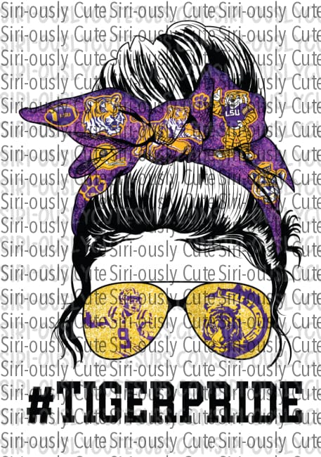 Tiger Pride - Yellow And Purple Messy Bun