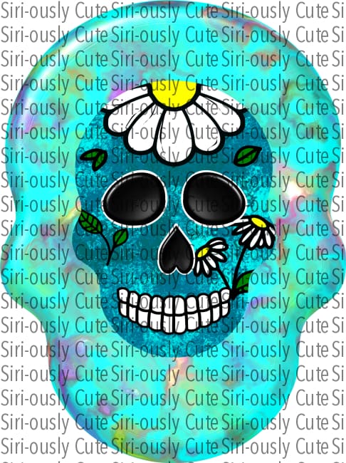 Turquoise Sugar Skull Wind Spinner Sublimation Transfer