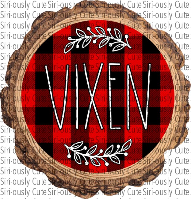 Vixen - Red Buffalo Plaid With Flourish Wood Slice