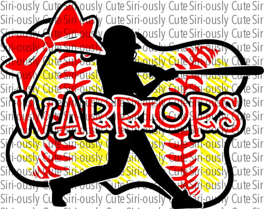 Warriors - Softball Girl With Bat Bow