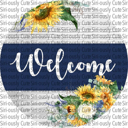 Welcome - Blue And Grey Sunflower