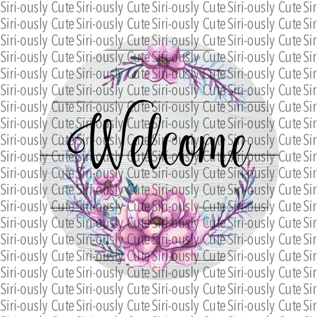 Welcome - White Wood With Pink Flowers