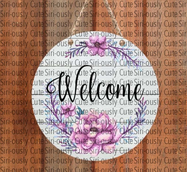 Welcome - White Wood With Pink Flowers