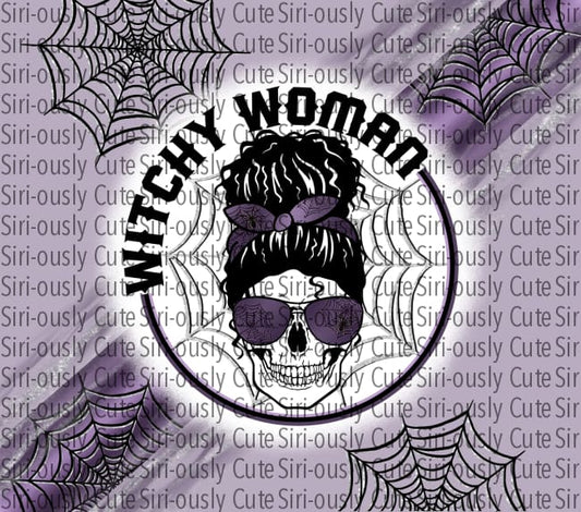 Witchy Woman Messy Bun Spiderweb Curly Straight Tumbler