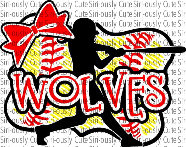 Wolves - Softball Girl With Bat Bow