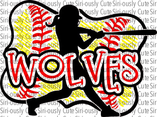 Wolves - Softball Girl With Bat